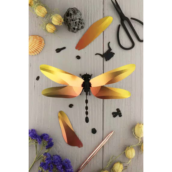 Assembli 3D Paper Dragonfly Anisoptera - Glossy Sunset Yellow (10,5 x 18 x 6 cm)
