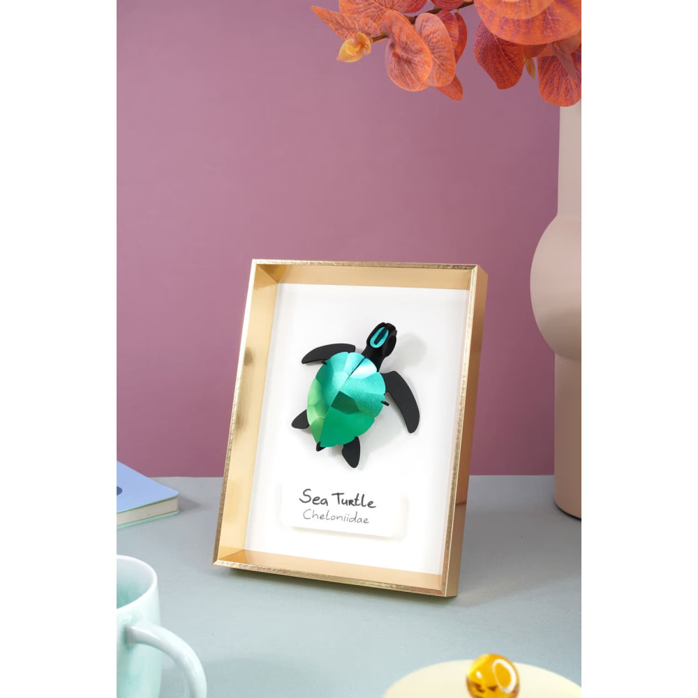 Assembli 3D Paper Sea Turtle baby - Azure Blue Metallic (10,5 x 10 x 4 cm)