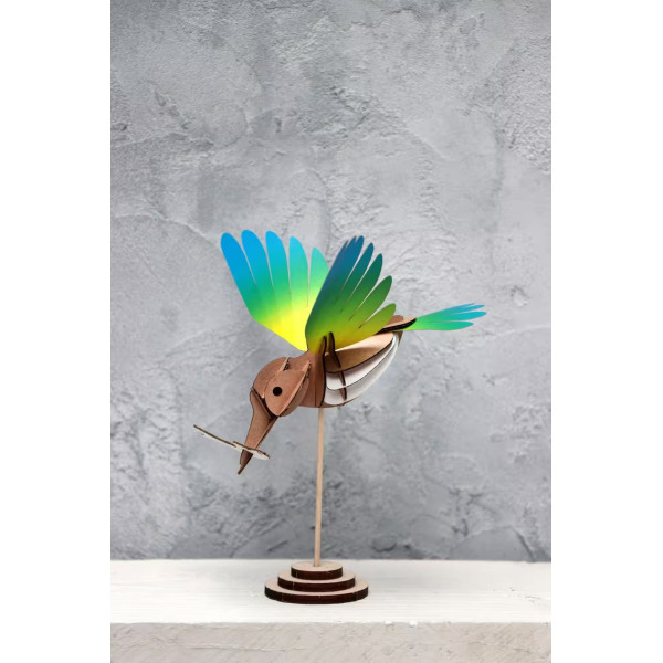 Assembli 3D Paper Kingfisher - Yellow Blue (18 x 20 x 10 cm)