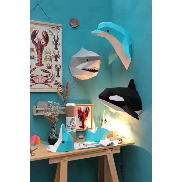Assembli 3D Paper Dolphin - Maritime Blue (43 x 37 x 47 cm)