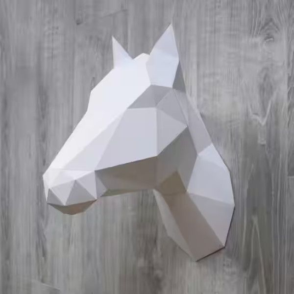 Assembli 3D Paper Horse Unicorn - Soft Pink (55 x 23 x 55 cm)