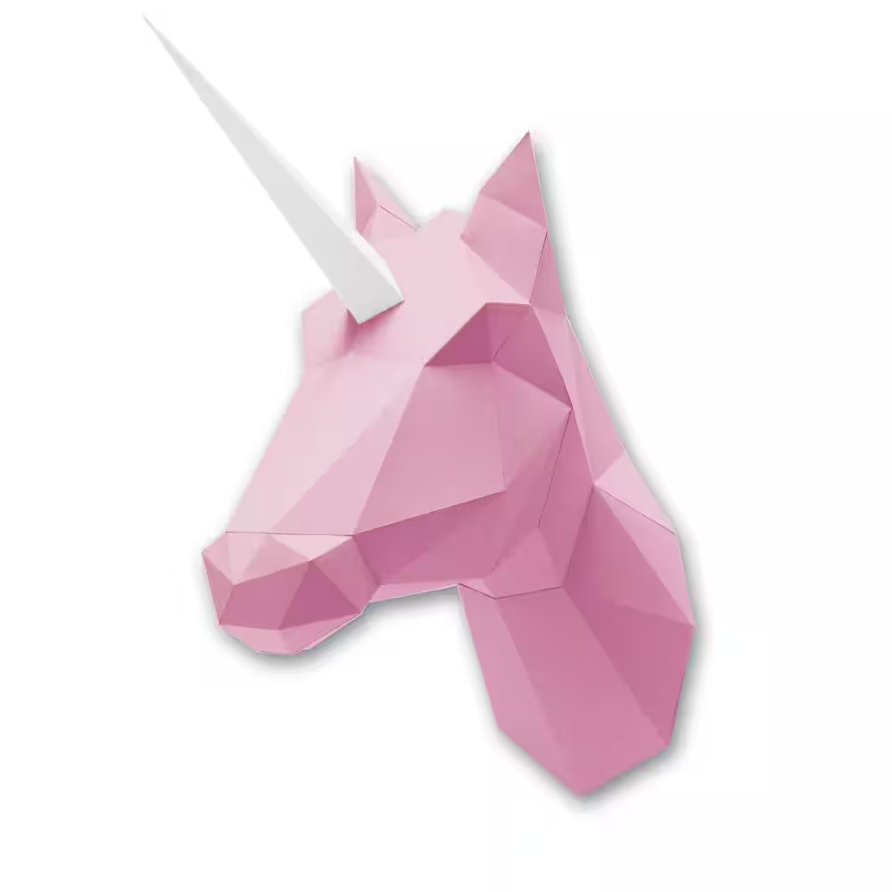 Assembli 3D Paper Horse Unicorn - Soft Pink (55 x 23 x 55 cm)