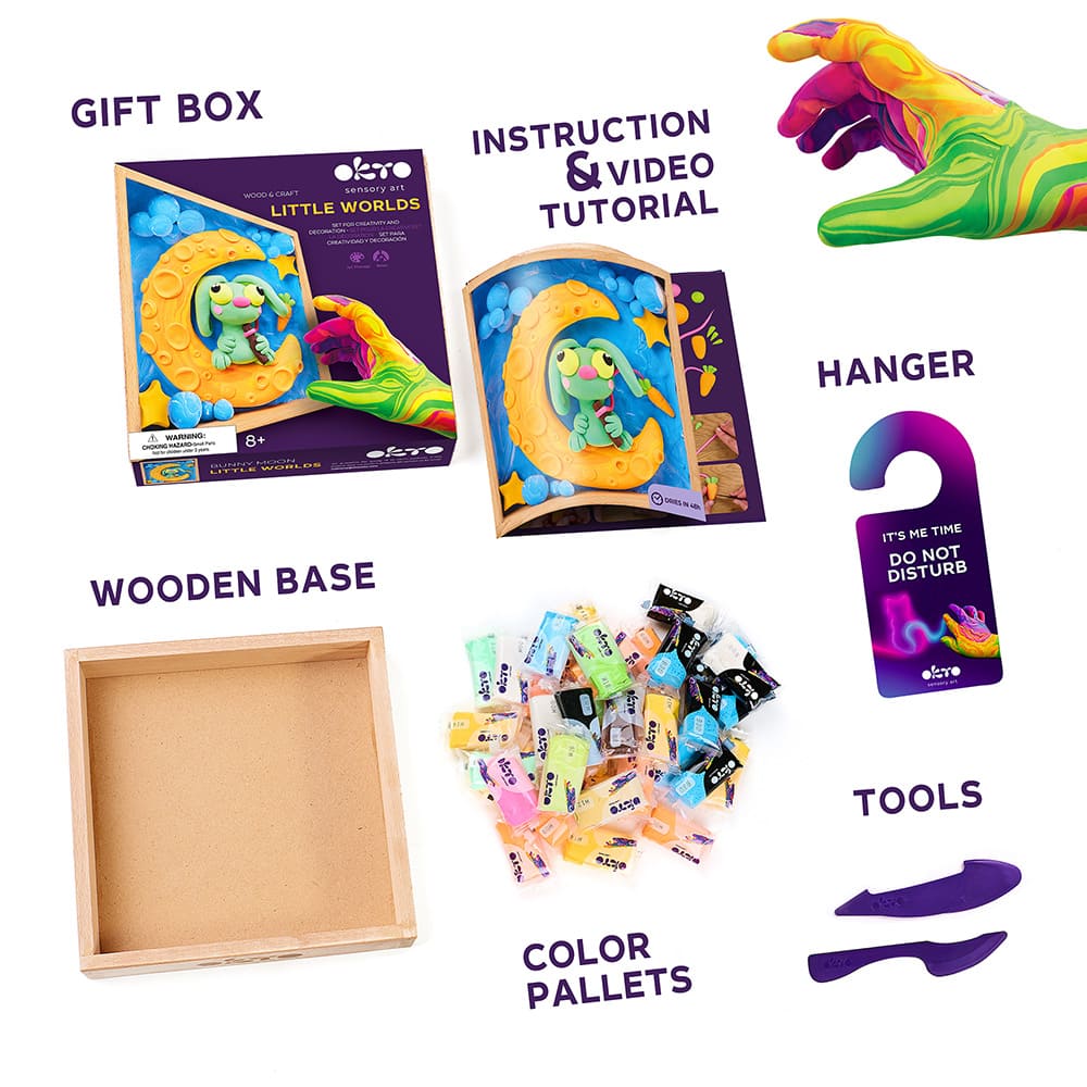 DIY Δημιουργικό Σετ Κατασκευής με Πηλό Wood & Craft Little Worlds Λαγουδάκι στο Φεγγάρι