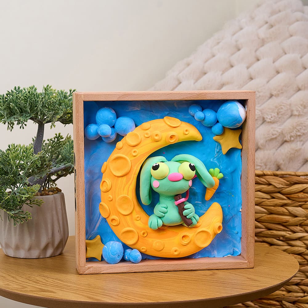 DIY Δημιουργικό Σετ Κατασκευής με Πηλό Wood & Craft Little Worlds Λαγουδάκι στο Φεγγάρι