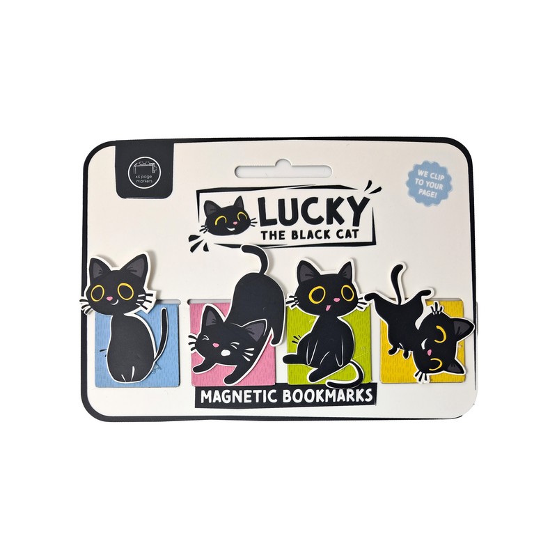 Puckator Μαγνητικοί Σελιδοδείκτες Lucky the Black Cat 4τμχ