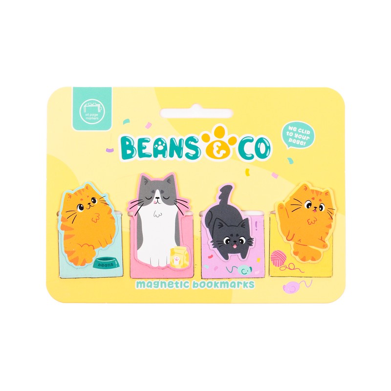 Puckator Μαγνητικοί Σελιδοδείκτες Beans & Co Cats 4τμχ