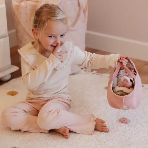 Little Dutch Υφασμάτινο Μωρό σε Καλαθούνα Rosa (30εκ)