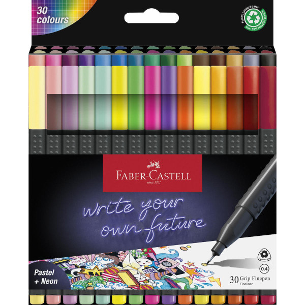 Faber Castell Μαρκαδόροι Faber Castell Grip Finepen 0.4 30τμχ