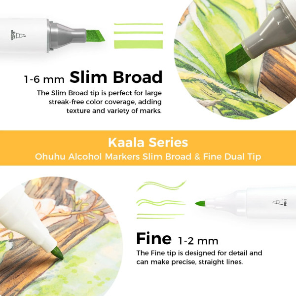 Ohuhu Kaala Σετ 108 Μαρκαδόρων Αλκοόλης Dual Tips - 108 Colors