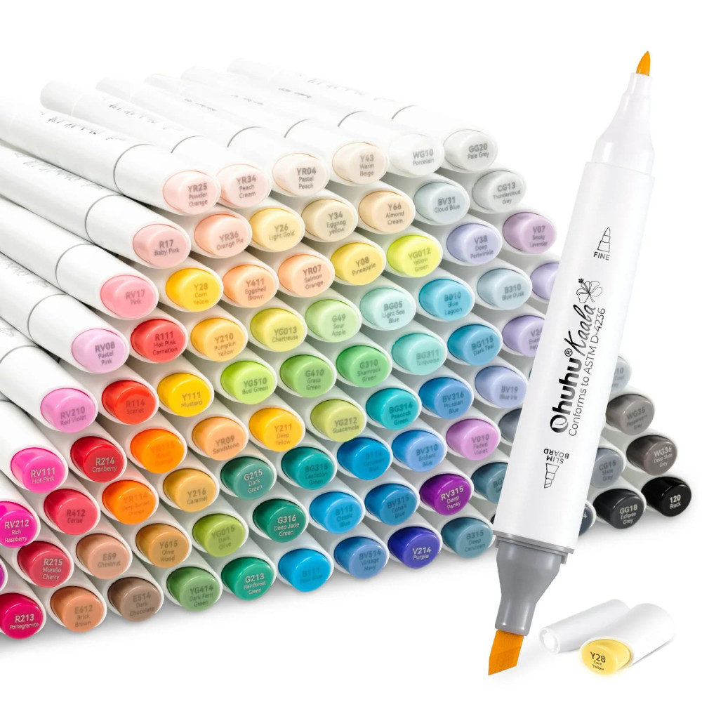 Ohuhu Kaala Σετ 108 Μαρκαδόρων Αλκοόλης Dual Tips - 108 Colors