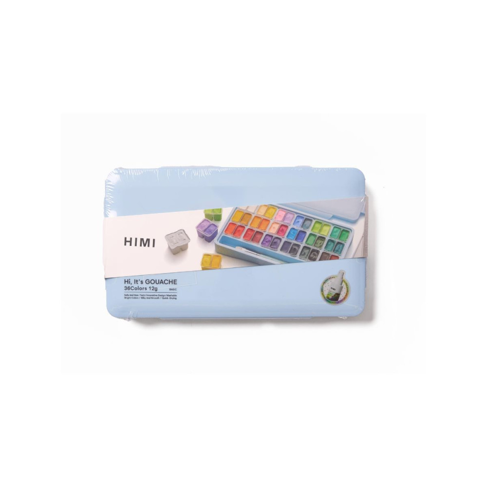 HIMI Twin Cup Gouache Σετ 36 Χρωμάτων με 3 Πινέλα & Παλέτα Ανάμιξης - Ice Blue Case