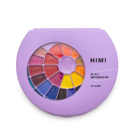 HIMI Semi - Moist Watercolour Σετ 38 Χρωμάτων Purple Case