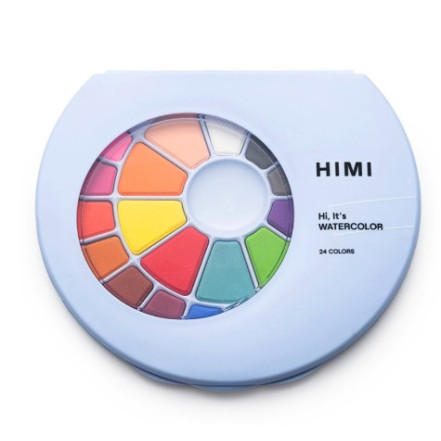 HIMI Watercolour Paint Pan Σετ 24 Χρωμάτων Blue Case