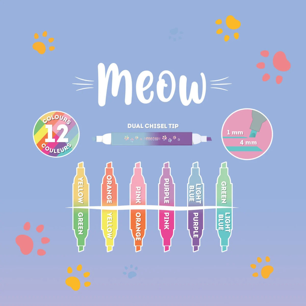 Legami Σετ 6 Διπλών Μαρκαδόρων Υπογράμμισης Meow Highlighter 