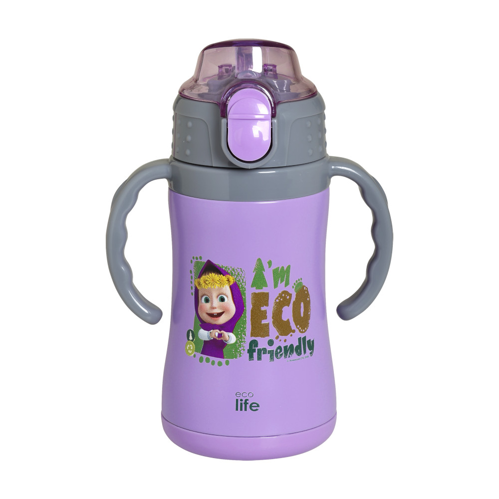 EcoLife Kids Thermos Ανοξείδωτο Μπουκάλι Θερμός 'Masha - Eco Friendly' Lilac 300ml