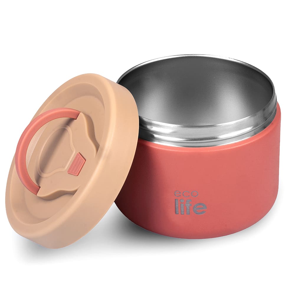 EcoLife Στρογγυλό Θερμός Φαγητού 650ml Κοραλλί