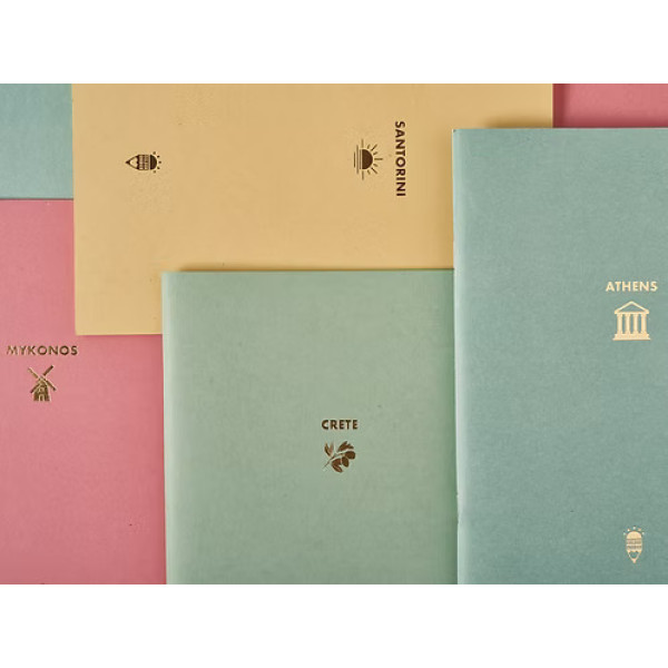 Travel Notebooks With Gold Foil Stamp (Crete)