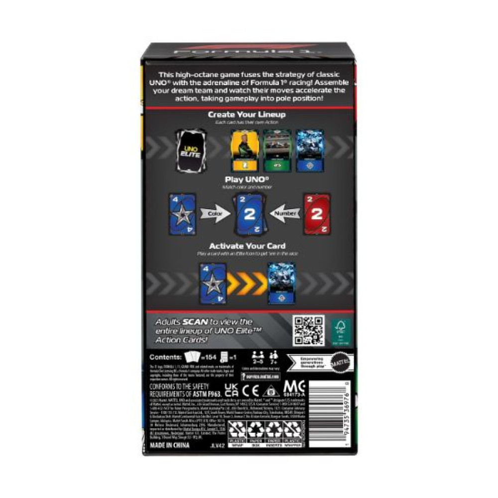 Mattel UNO Elite Formula 1 - 2025 Core Edition Starter Pack - Επιτραπέζιο Παιχνίδι με Κάρτες  (JLV42)