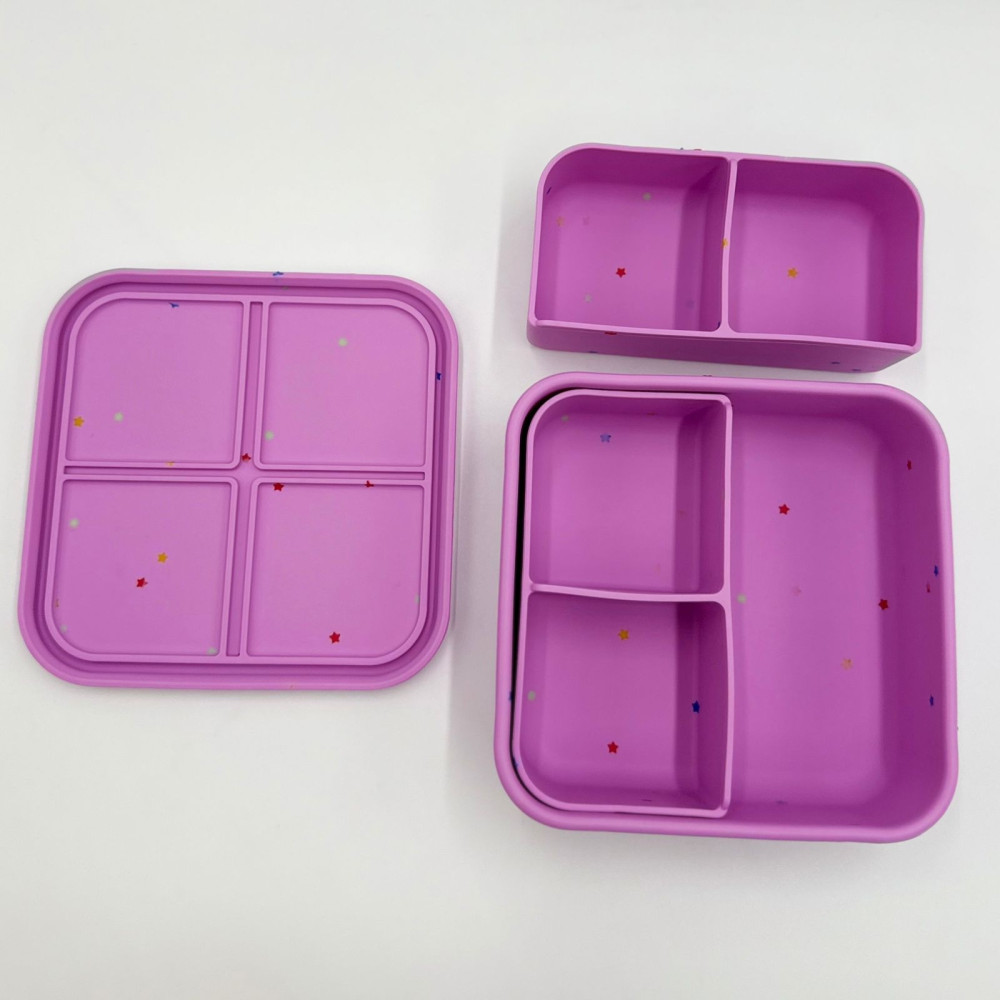Dodo's Land FabFour Bento Box Φαγητοδοχείο Σιλικόνης με 4 Αποσπώμενα Χωρίσματα – Starlight Pink
