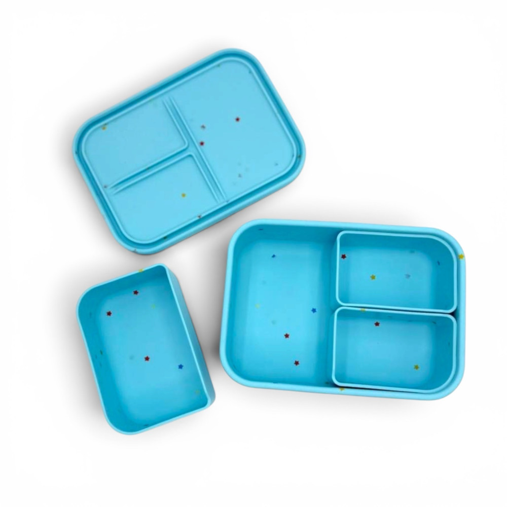 Dodo's Land Smart Bento Box Φαγητοδοχείο Σιλικόνης με 3 Αποσπώμενα Χωρίσματα – Starlight Blue