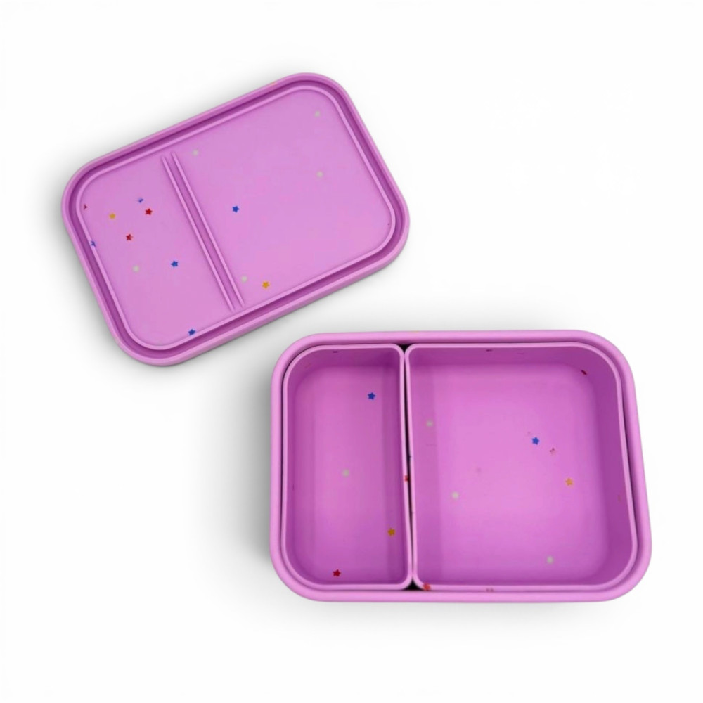 Dodo's Land Smart Duo Bento Box Φαγητοδοχείο Σιλικόνης με 2 Αποσπώμενα Χωρίσματα – Starlight Pink