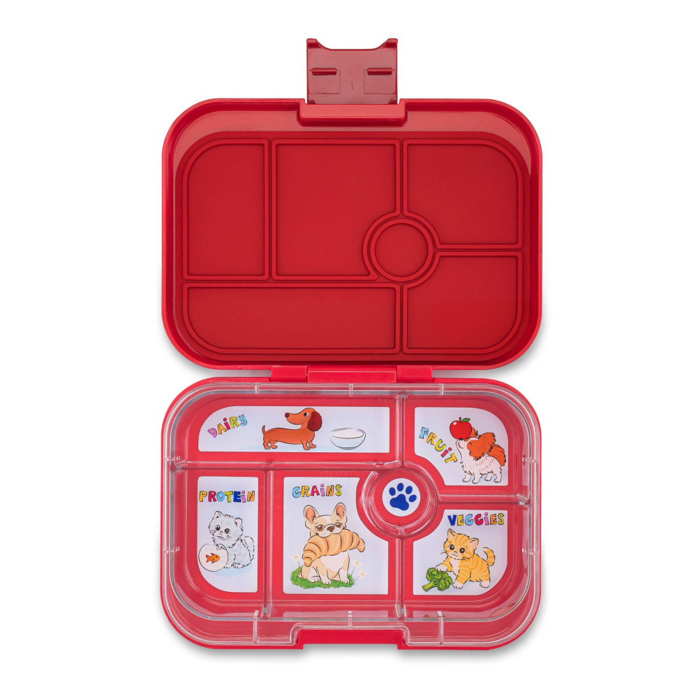 Yumbox Original Φαγητοδοχείο με 6 χωρίσματα (Wow Red - Cats & Dogs)