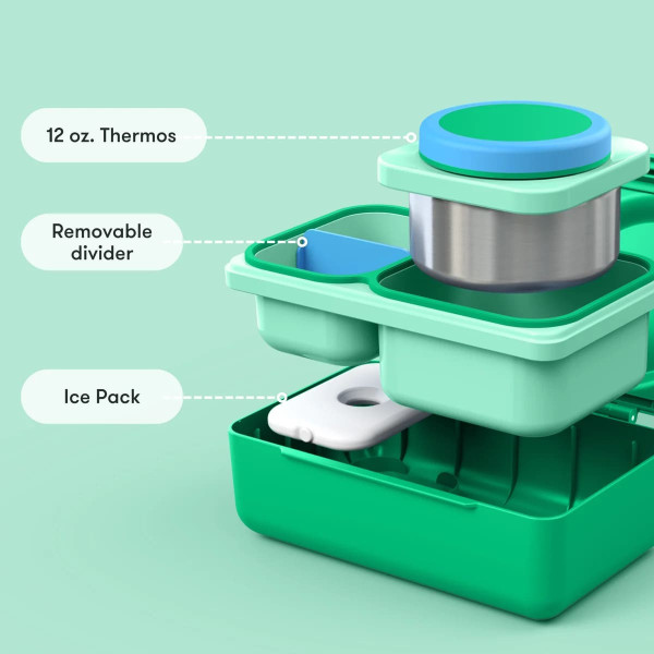 OmieBox Up Φαγητοδοχείο με 2 Ζώνες Θερμοκρασίας 1.15lt (Jade Green)