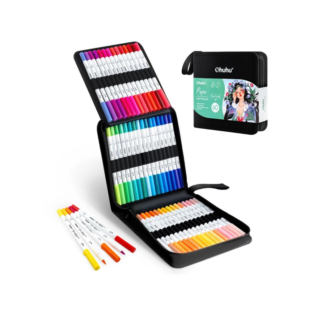 Ohuhu Σετ Μαρκαδόροι Pupe Watercolour Brush & Fineliner (60 τεμάχια)
