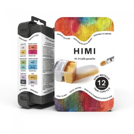 HIMI Jelly Twin Cup Gouache Σετ 12 Μεταλλικών Χρωμάτων (Black Case)