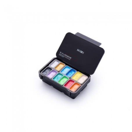 HIMI Jelly Twin Cup Gouache Σετ 12 Μεταλλικών Χρωμάτων (Black Case)
