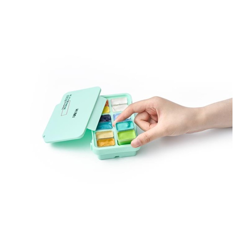 HIMI Jelly Twin Cup Gouache Σετ 12 Sunny Seaside Χρωμάτων (Green Case)