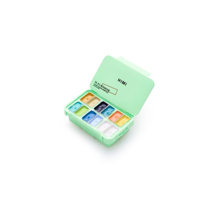 HIMI Jelly Twin Cup Gouache Σετ 12 Sunny Seaside Χρωμάτων (Green Case)