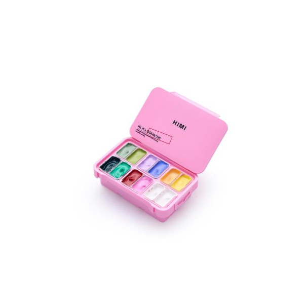 HIMI Jelly Twin Cup Gouache Σετ 12 Fresh Botanic Χρωμάτων (Pink Case)
