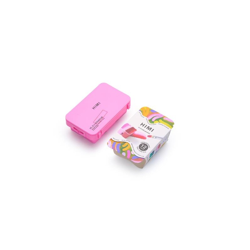 HIMI Jelly Twin Cup Gouache Σετ 12 Fresh Botanic Χρωμάτων (Pink Case)