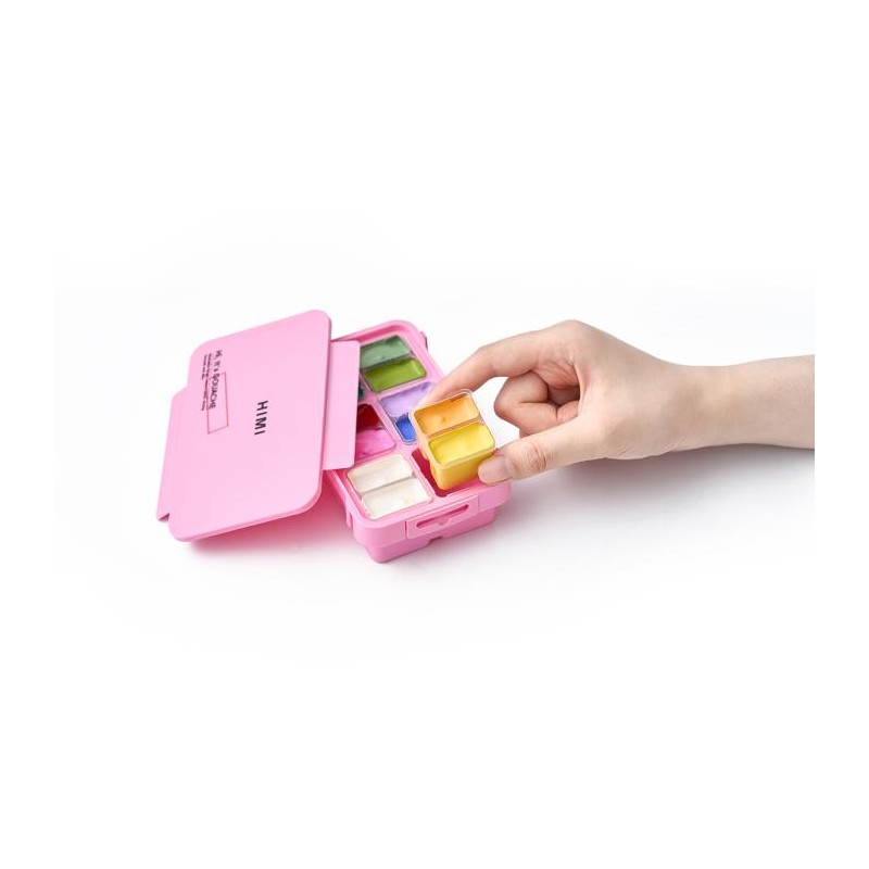 HIMI Jelly Twin Cup Gouache Σετ 12 Fresh Botanic Χρωμάτων (Pink Case)