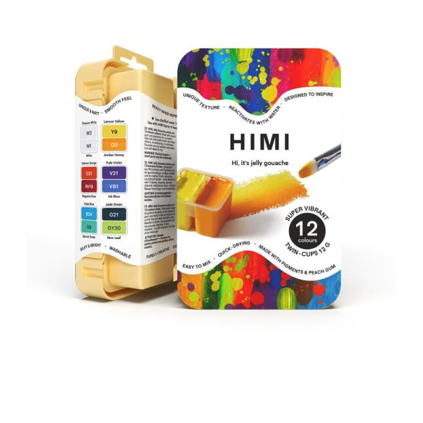 HIMI Jelly Twin Cup Gouache Σετ 12 Super Vibrant Χρωμάτων (Yellow Case)