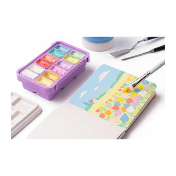 HIMI Jelly Twin Cup Gouache Σετ 12 Soft Pastel Χρωμάτων (Purple Case)