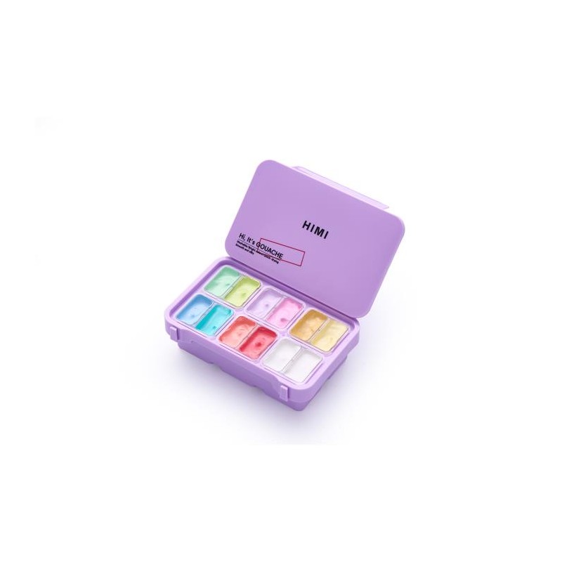 HIMI Jelly Twin Cup Gouache Σετ 12 Soft Pastel Χρωμάτων (Purple Case)