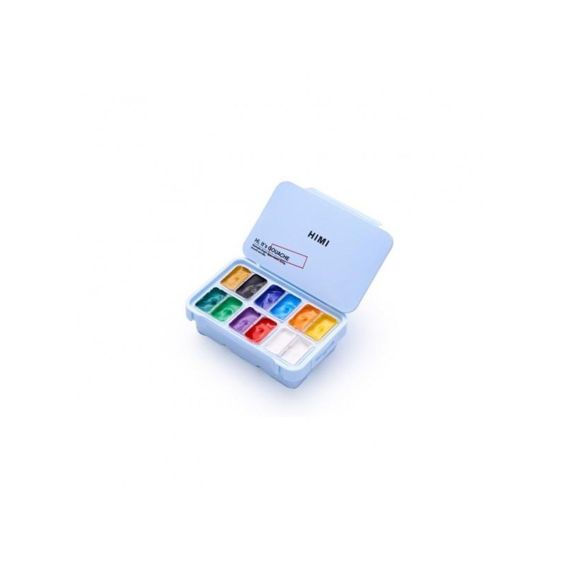 HIMI Jelly Twin Cup Gouache Σετ 12 Βασικών Χρωμάτων (Ice Blue Case)