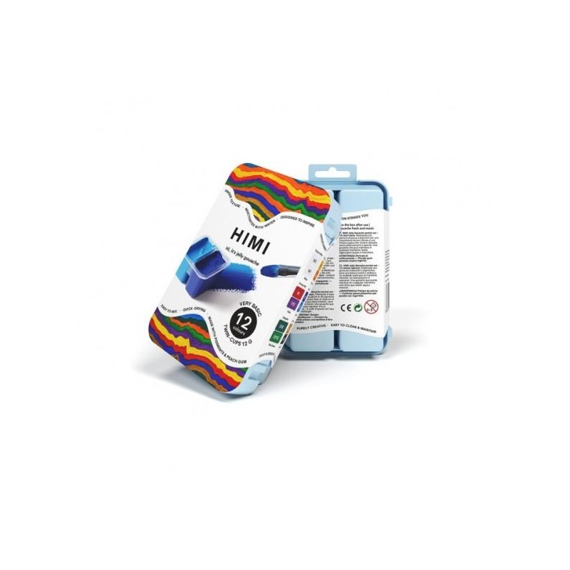 HIMI Jelly Twin Cup Gouache Σετ 12 Βασικών Χρωμάτων (Ice Blue Case)