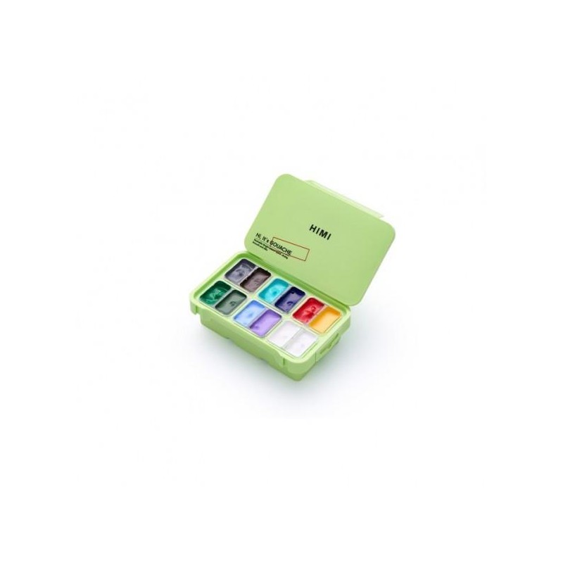 HIMI Jelly Twin Cup Gouache Σετ 12 Nature Landscape Χρωμάτων (Apple Green Case)