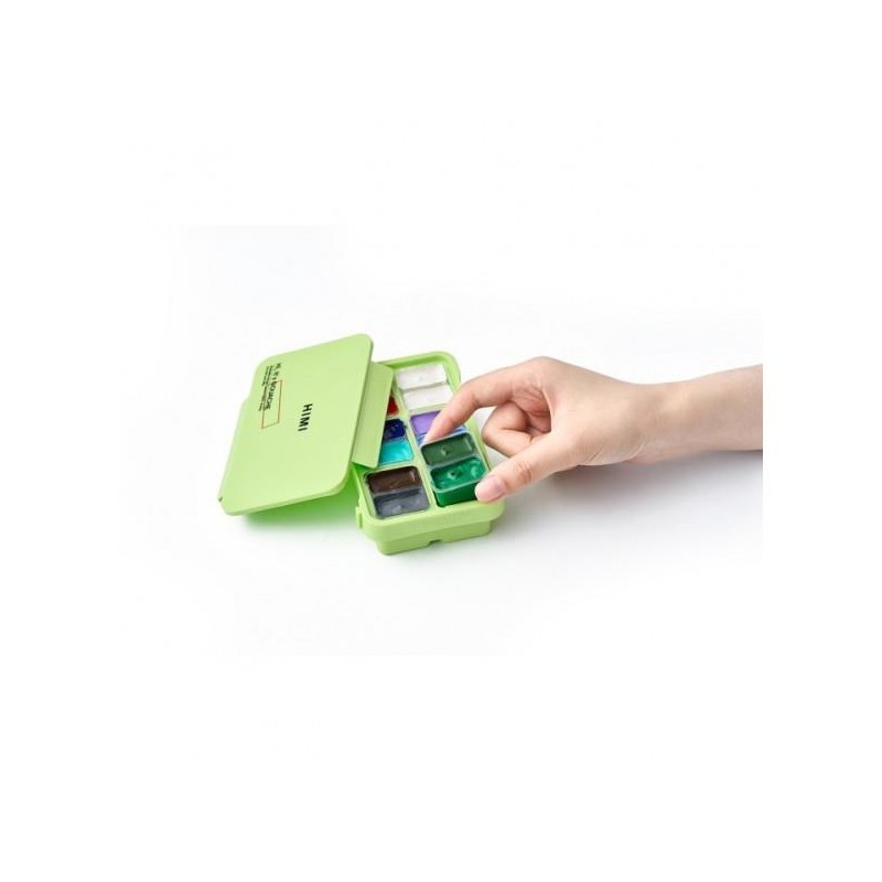 HIMI Jelly Twin Cup Gouache Σετ 12 Nature Landscape Χρωμάτων (Apple Green Case)