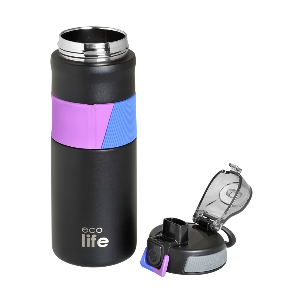 EcoLife Black Thermos με Λαβή Σιλικόνης 500ml